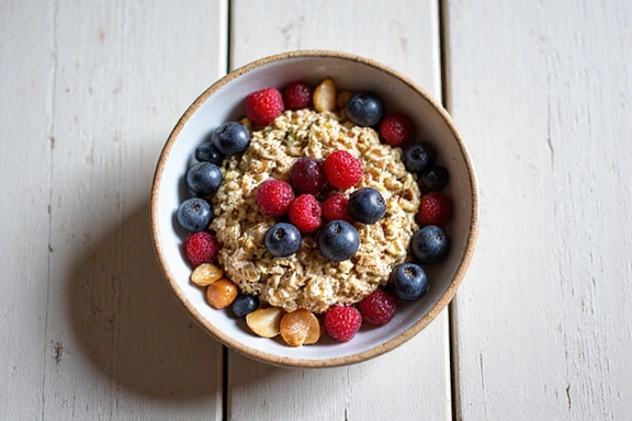 Healthy breakfast bowl with berries