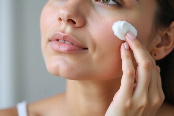 Woman applying natural face cream